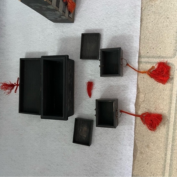 Set of 4 JAPAN MINI FURNITURE SET Chest of Drawers Trunks Black - Picture 3 of 16